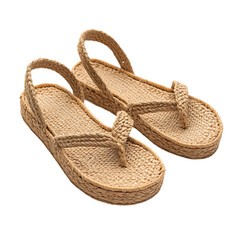 Boho Chic Espadrille Sandals with Organic Woven Textile Isolated on Transparent Background
