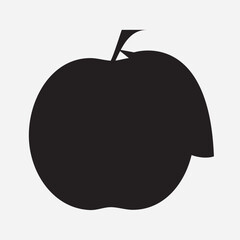 Black Apple Silhouette Icon on White Background