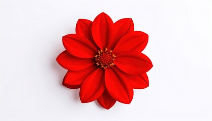 Red Dahlia Flower with White Background.
