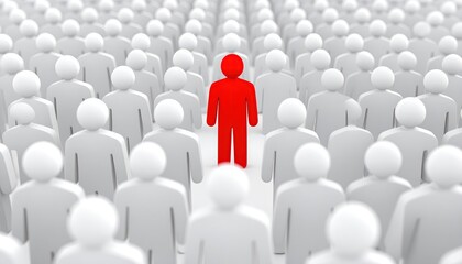 Red figure in crowd.