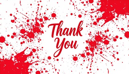 Red Ink Splatter Thank You Card.