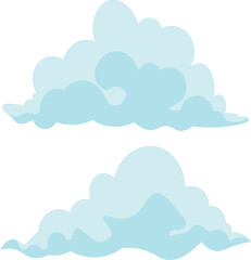  vector Blue summer sky with fluffy white clouds, a seamless nature pattern and weather symbol design