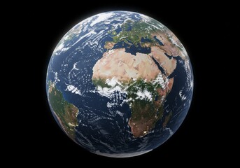 3D Pixelated Earth Globe Against Black Background Illustrating Space and World