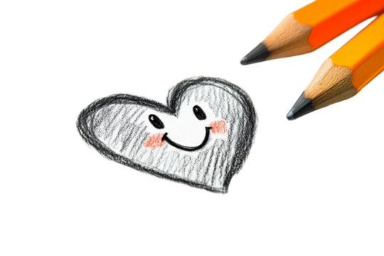 Happy Heart Sketch Pencils Drawing Art fun cute   