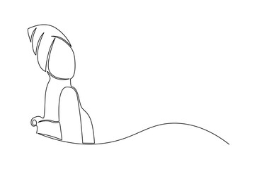 Continuous one line drawing of Beautiful woman with towel. Single line drawing illustration of Sensual woman with towel on head. International Beauty day concept vector art. Doodle line illustration.