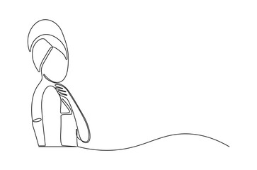 Continuous one line drawing of Beautiful woman with towel. Single line drawing illustration of Sensual woman with towel on head. International Beauty day concept vector art. Doodle line illustration.