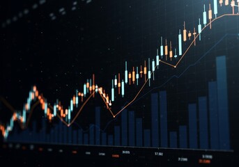 Naklejka premium Abstract Trading Chart Visualizing Market Growth With Orange Blue Lines