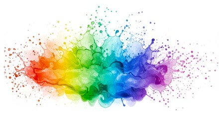 Abstract Watercolor Rainbow Splash Of Colors On White Background Illustration