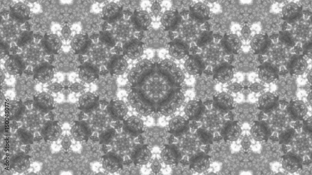 Poster grey kaleidoscopic pattern with decorative digital elements. abstract grey kaleidoscopic pattern vis