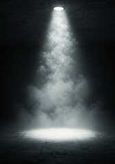 Abstract Photo with Spotlight on Smoke in Dark Black Background