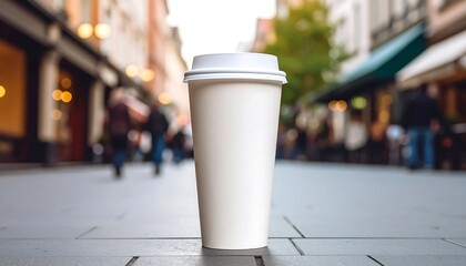 Coffee cup on city street.