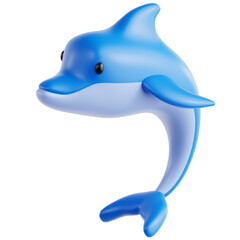 A bright 3D summer icon featuring Dolphin. Isolated on a white background. Perfect for travel, weather apps, and seasonal designs, capturing the fun, warmth, and vibrant vibe of summer days.