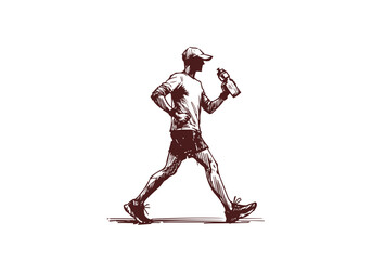 Jogging sketch hand drawn vector illustration