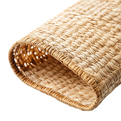 Modern Artisanal Straw Beach Mat with a Natural Wov Isolated on Transparent Background