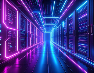 Obraz premium Abstract Huge Corporate Computer Data Center