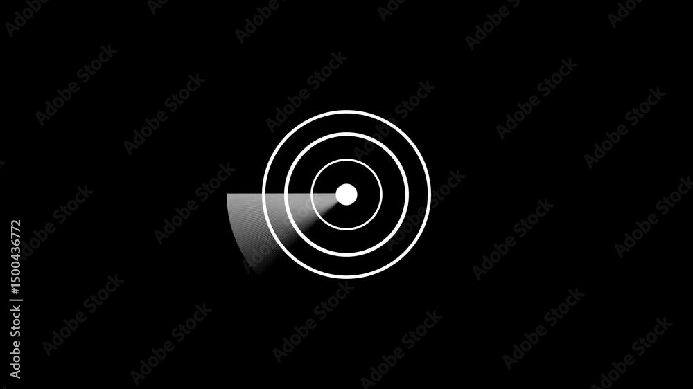 Poster radar waves expanding for tech and security. abstract radar animation with expanding circular waves 