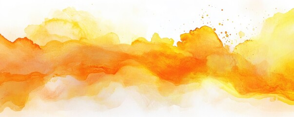 Abstract watercolor painting with warm yellow and orange hues