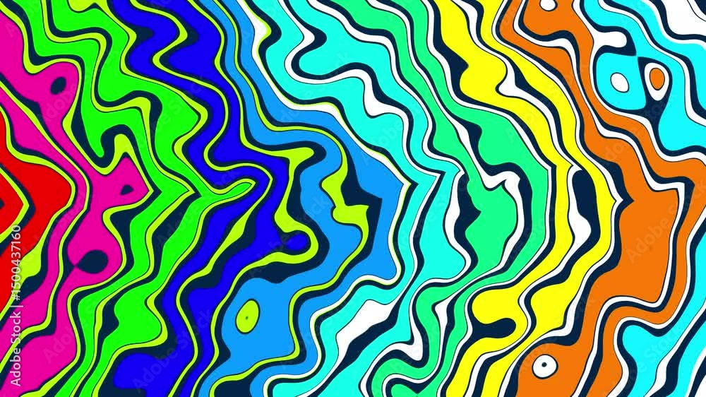 Poster bold color waves forming dynamic visual art. vibrant abstract art animated with bold colors flowing 