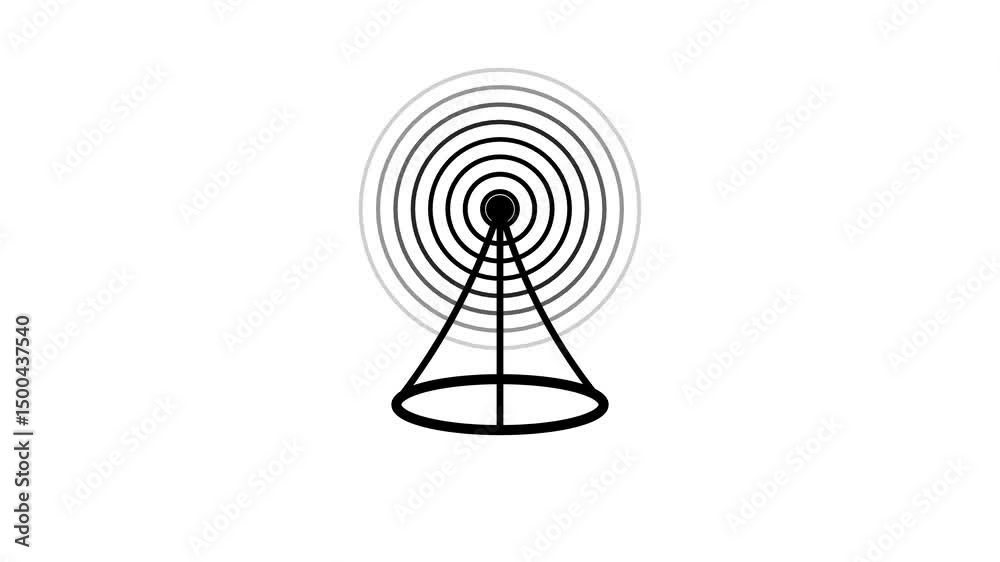 Poster tech tower with signal waves for communication themes. abstract animation of a modern communication 