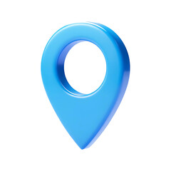 3d blue location map pin pointer icon isolated on transparent background. Png