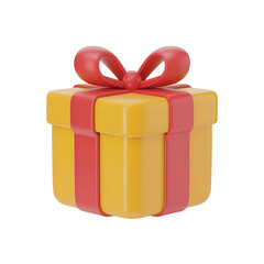 Obraz premium 3d red gift box with a festive bow and ribbon isolated on transparent background. Png