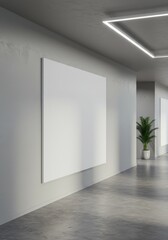 Modern Minimalist Hallway Perspective With Empty White Frames And Plant Photo