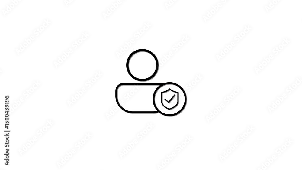 Poster security icon showing person with protective shield. security icon of a person with a shield in a mi