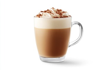 Glass cup of coffee drink with whipped cream