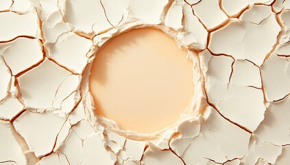 Cracked texture background with beige circle.