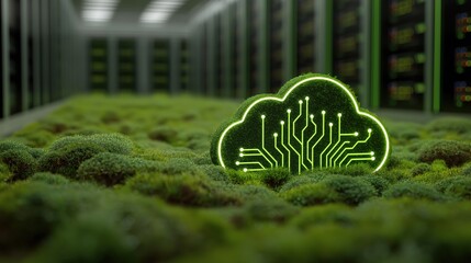 Green cloud computing server room concept
