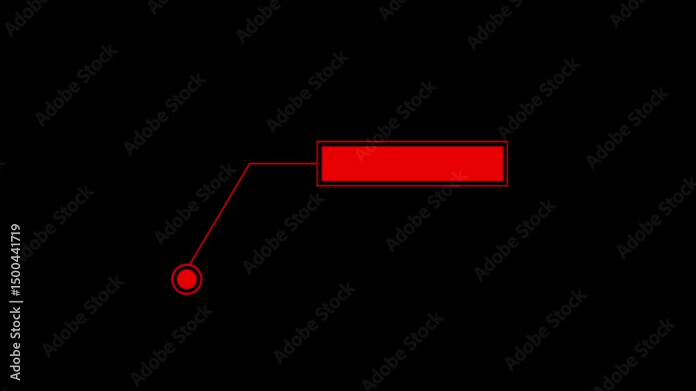 Fototapete tech interface with nodes and connected boxes. animated red graphic interface elements with nodes co