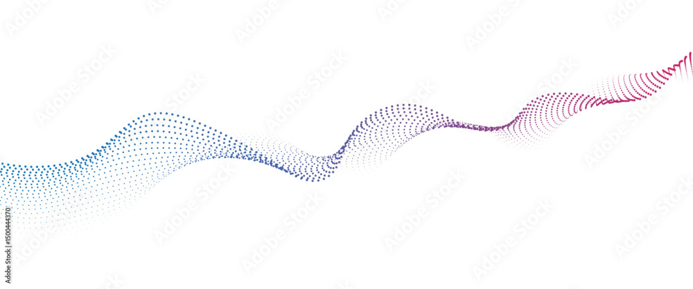 Poster Flowing Dot Wave halftone gradient pattern on transparent background	
