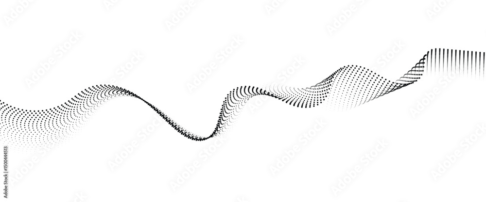 Poster Flowing Dot Wave halftone gradient pattern on transparent background	
