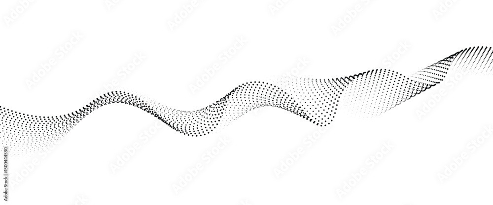 Poster Flowing Dot Wave halftone gradient pattern on transparent background	
