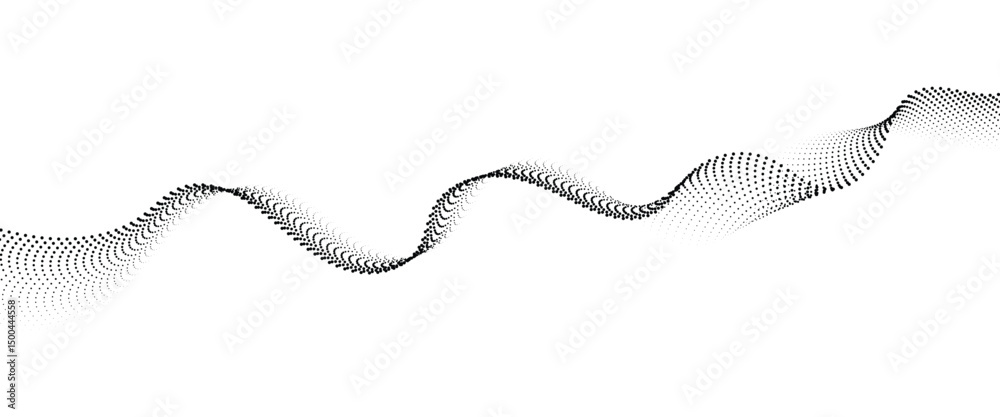 Leinwandbilder Flowing Dot Wave halftone gradient pattern on transparent background	
