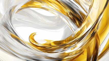 Abstract swirling shapes of liquid gold and silver.