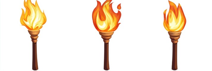 Three stylized flaming torches (3)