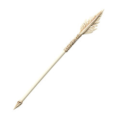 Minimal Arrow with Fine Intricate Detailing in Cream Isolated on Transparent Background