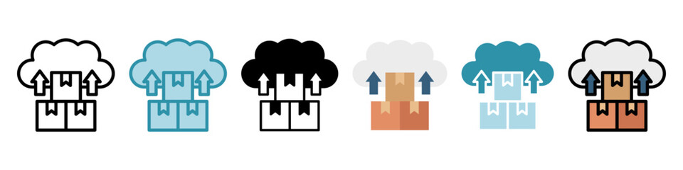 Cloud Upload multi style, mini illustration icon set. use for modern concept, print, UI, UX kit, web and app development. Vector related to sales, logistic and ecommerce