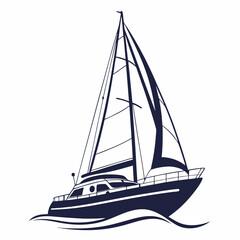 yacht on white background