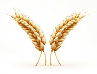Two golden wheat stalks, detailed illustration