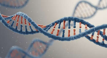 3D render of DNA double helix structure, symbolizing genetics, biology, and molecular science. Ideal for visuals related to biotechnology, research, medicine, and education