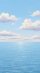 Obraz premium Illustration of Calm Blue Ocean under a Cloudy Sky with Daylight