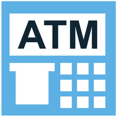 ATM icon vector for cash withdrawal, card access, and banking service use. Ideal for user interface icons, finance apps, and public financial machine location signs.