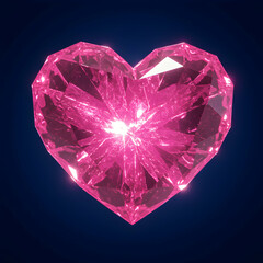 Glowing Pink Crystal Heart: 3D Render