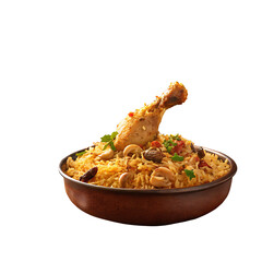 
Spicy Chicken Biryani with Flying Food Effect - Aromatic chicken biryani, a flavorful rice dish