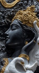 Serene Goddess with Black Gold Sculpture.