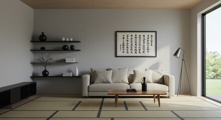 Modern Living Room Interior Design With Sofa and Artwork Photo