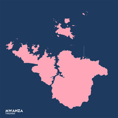 Obraz premium Mwanza City Silhouette Blueprint (Pink Background)