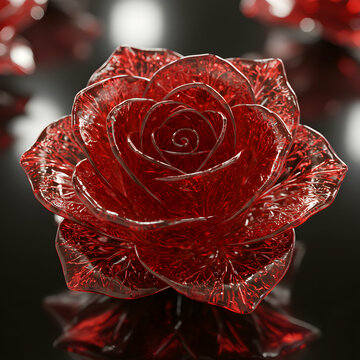Stunning Red Crystal Rose: Glass Rose, Red Flower